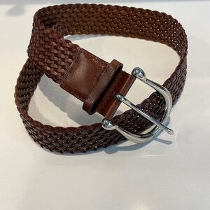 Michael Kors Brown Leather Braided Belt—Silver Buckle—Beautiful!  New WO Tags—S